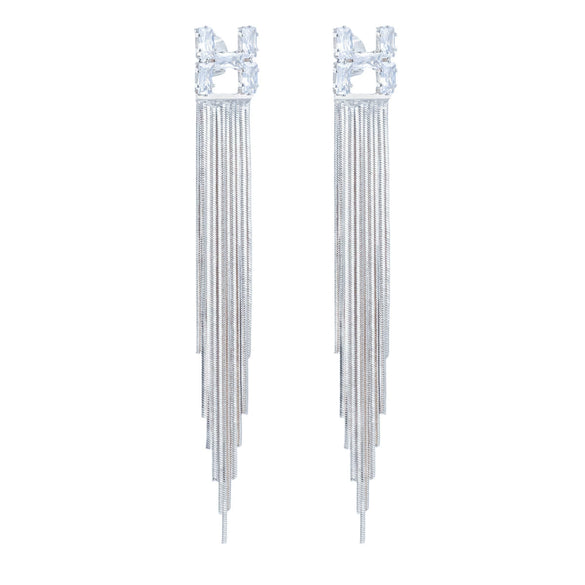 Wholesale Copper Electroplated Letter Tassel Earrings With Geometric Pattern