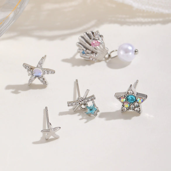 Wholesale Copper Electroplated Star Pattern Starfish Shell Ear Stud For Women