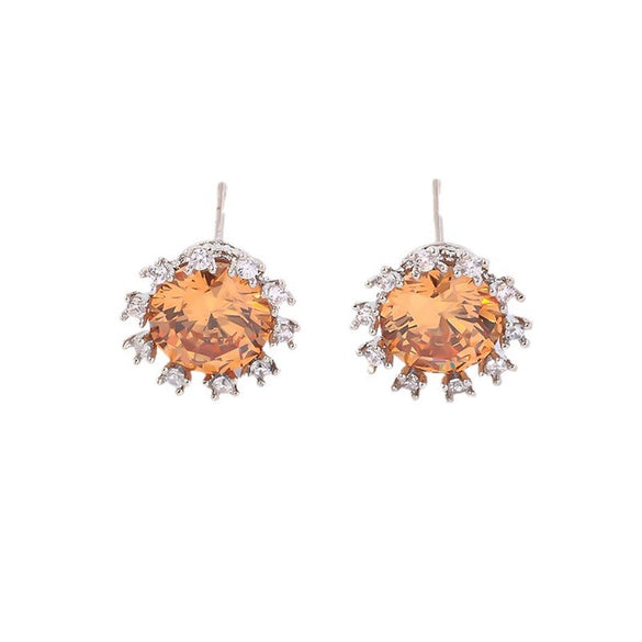 Wholesale Copper Electroplated Sunflower Stud Earrings And Necklace Set For Women Light Luxury Style Jewelry