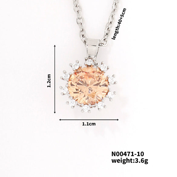 Wholesale Copper Electroplated Sunflower Stud Earrings And Necklace Set For Women Light Luxury Style Jewelry