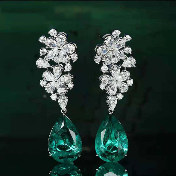 Wholesale Copper Elegant Dropshaped Zircon Inlaid Women's Earrings