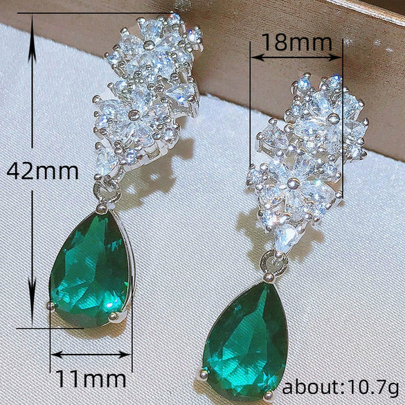 Wholesale Copper Elegant Dropshaped Zircon Inlaid Women's Earrings
