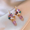 Wholesale Copper Elegant Flower Crystal Set Women's Earrings