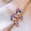 Wholesale Copper Elegant Flower Crystal Set Women's Earrings