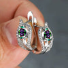 Wholesale Copper Elegant Geometric Inlaid Zircon Dropshaped Leaf Seaweed Flower Earrings For Women