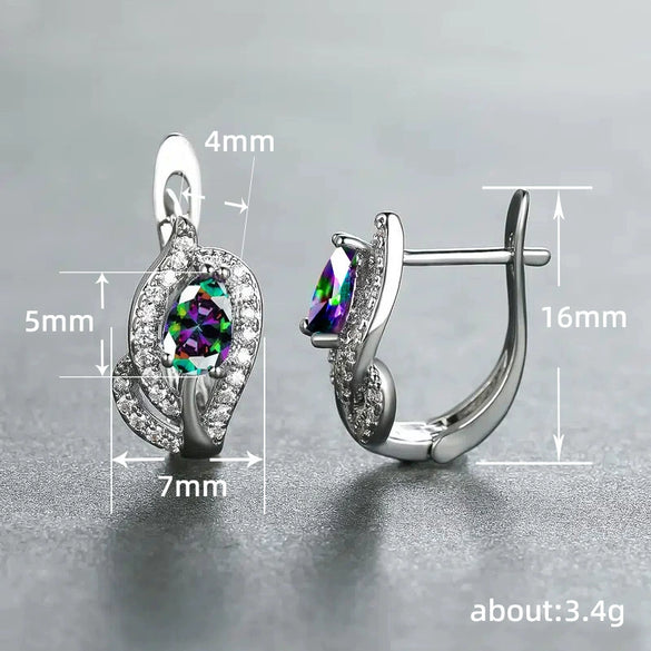 Wholesale Copper Elegant Geometric Inlaid Zircon Dropshaped Leaf Seaweed Flower Earrings For Women