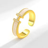 Wholesale Copper Enamel Geometric Letter H Open Ring For Women With Electroplating