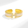 Wholesale Copper Enamel Geometric Letter H Open Ring For Women With Electroplating