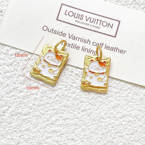 Wholesale Copper Enamel Gold Gilt Pendant With Butterfly Fox And Lotus Pattern For Diy Rope Bracelet Accessories Electroplating Process