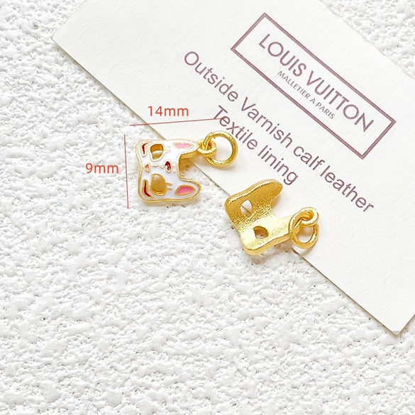 Wholesale Copper Enamel Gold Gilt Pendant With Butterfly Fox And Lotus Pattern For Diy Rope Bracelet Accessories Electroplating Process