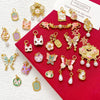Wholesale Copper Enamel Gold Gilt Pendant With Butterfly Fox And Lotus Pattern For Diy Rope Bracelet Accessories Electroplating Process