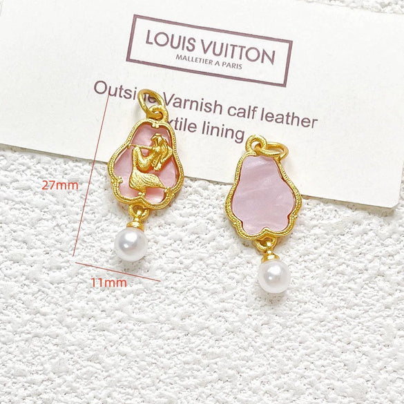 Wholesale Copper Enamel Gold Gilt Pendant With Butterfly Fox And Lotus Pattern For Diy Rope Bracelet Accessories Electroplating Process