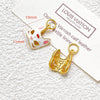Wholesale Copper Enamel Gold Gilt Pendant With Butterfly Fox And Lotus Pattern For Diy Rope Bracelet Accessories Electroplating Process