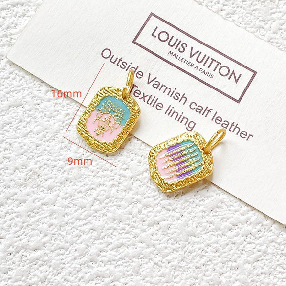 Wholesale Copper Enamel Gold Gilt Pendant With Butterfly Fox And Lotus Pattern For Diy Rope Bracelet Accessories Electroplating Process