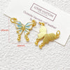Wholesale Copper Enamel Gold Gilt Pendant With Butterfly Fox And Lotus Pattern For Diy Rope Bracelet Accessories Electroplating Process