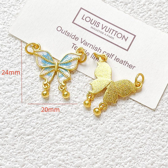Wholesale Copper Enamel Gold Gilt Pendant With Butterfly Fox And Lotus Pattern For Diy Rope Bracelet Accessories Electroplating Process