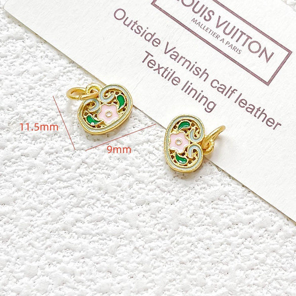 Wholesale Copper Enamel Gold Gilt Pendant With Butterfly Fox And Lotus Pattern For Diy Rope Bracelet Accessories Electroplating Process