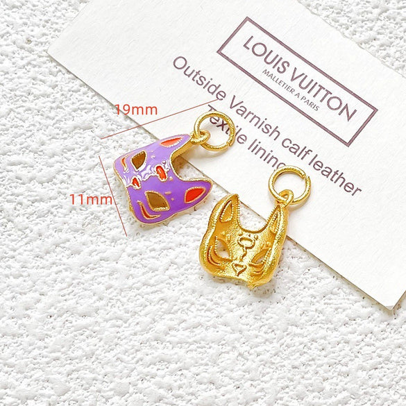 Wholesale Copper Enamel Gold Gilt Pendant With Butterfly Fox And Lotus Pattern For Diy Rope Bracelet Accessories Electroplating Process