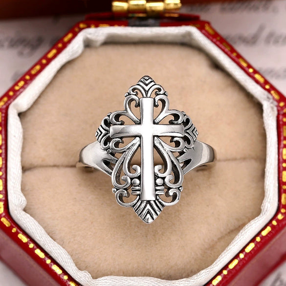 Wholesale Copper Exaggerated Geometric Flower Cut Out Ring With Electroplating