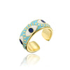 Wholesale Copper Eye Shape Geometric Open Ring For Women With Oil Dripping And Micro Inlay