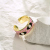 Wholesale Copper Eye Shape Geometric Open Ring For Women With Oil Dripping And Micro Inlay