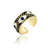 Wholesale Copper Eye Shape Geometric Open Ring For Women With Oil Dripping And Micro Inlay