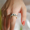 Wholesale Copper Eye Shape Geometric Open Ring For Women With Oil Dripping And Micro Inlay