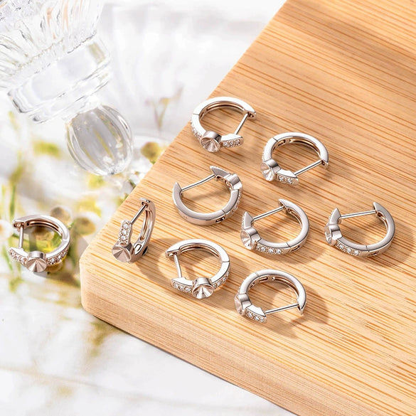 Wholesale Copper Fashion Minimalist Inlaid Zircon Earring Accessories With Drilling Position Empty Holder And Straight Needle Ear Buckle