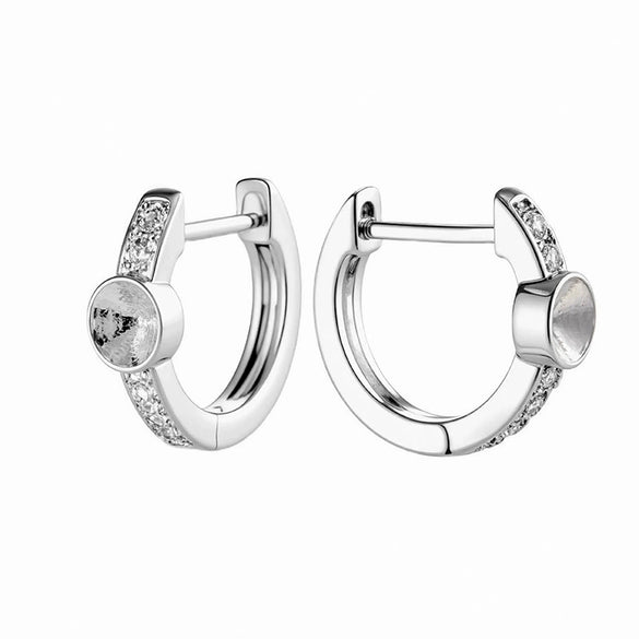 Wholesale Copper Fashion Minimalist Inlaid Zircon Earring Accessories With Drilling Position Empty Holder And Straight Needle Ear Buckle