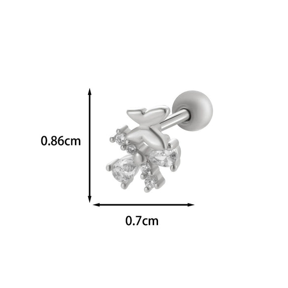 Wholesale Copper Flower Bow Heart Cartilage Puncture Ear Bone Nail For Women Fashion Style