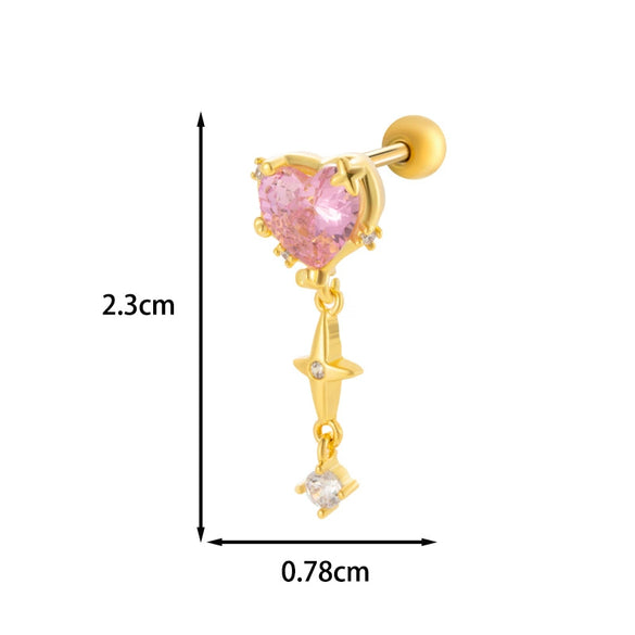 Wholesale Copper Flower Bow Heart Cartilage Puncture Ear Bone Nail For Women Fashion Style