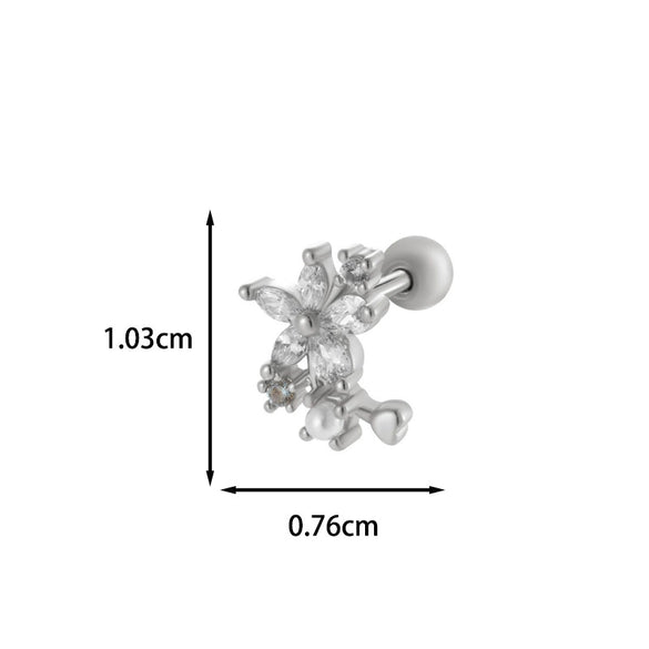 Wholesale Copper Flower Bow Heart Cartilage Puncture Ear Bone Nail For Women Fashion Style