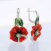 Wholesale Copper Flower Drop Glue Women's Earrings With Electroplating