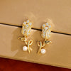 Wholesale Copper Flower Earrings Natural Style Inlaid Zircon