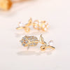 Wholesale Copper Flower Earrings Natural Style Inlaid Zircon