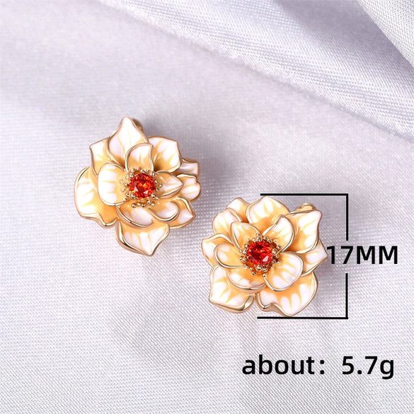 Wholesale Copper Flower Earrings Pastoral Style