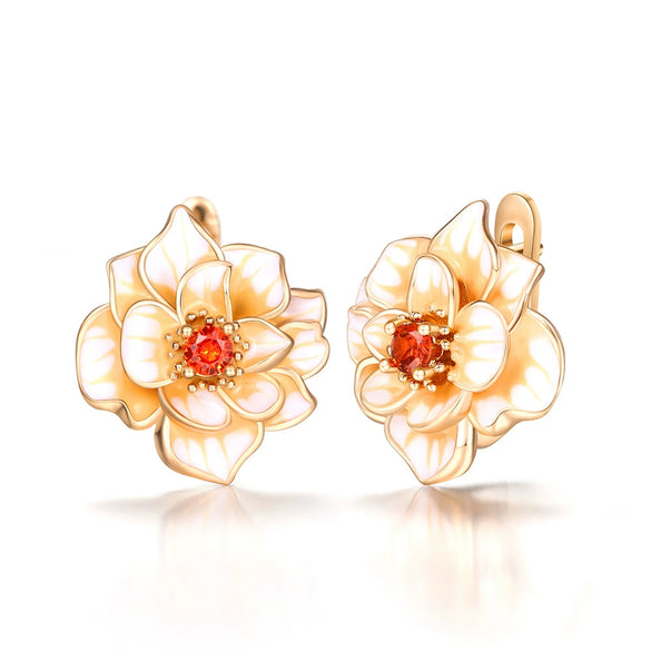 Wholesale Copper Flower Earrings Pastoral Style