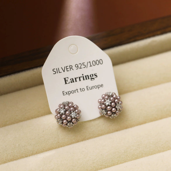 Wholesale Copper Flower Geometric Design Electroplated Earrings