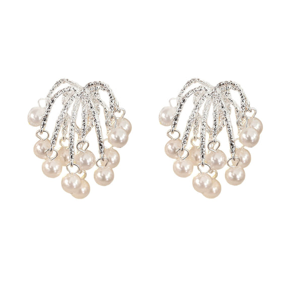 Wholesale Copper Flower Geometric Style Electroplating Tassel Earrings For Women