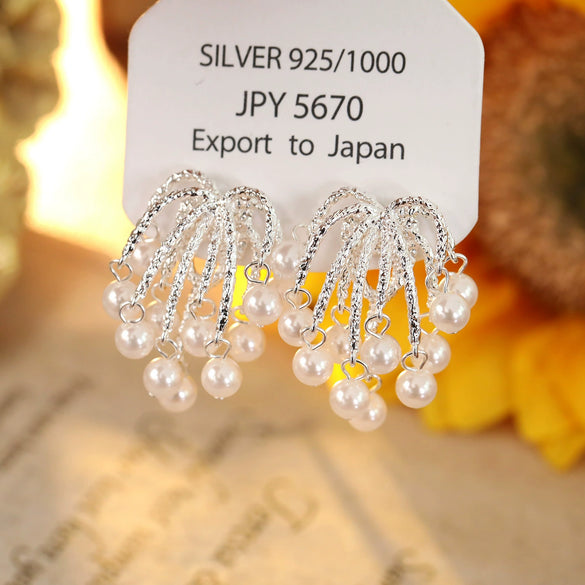 Wholesale Copper Flower Geometric Style Electroplating Tassel Earrings For Women