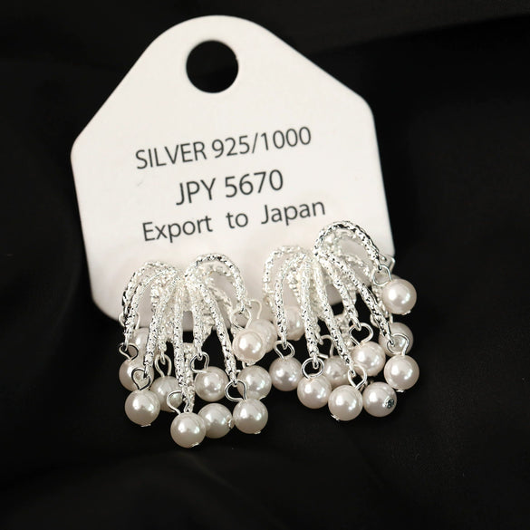 Wholesale Copper Flower Geometric Style Electroplating Tassel Earrings For Women