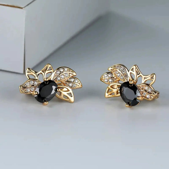 Wholesale Copper Flower Inlaid Zircon Earrings For Women