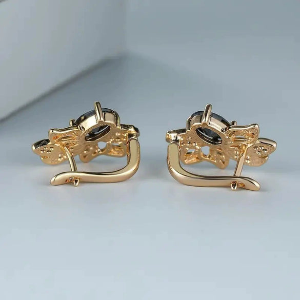 Wholesale Copper Flower Inlaid Zircon Earrings For Women