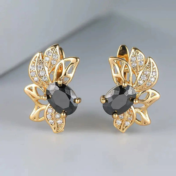 Wholesale Copper Flower Inlaid Zircon Earrings For Women