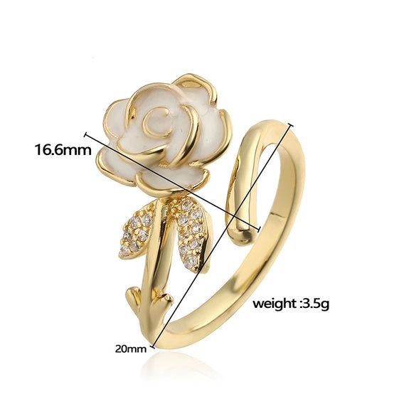 Wholesale Copper Flower Ring With Zirconia For Women