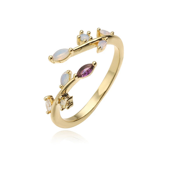 Wholesale Copper Flower Ring With Zirconia For Women