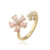 Wholesale Copper Flower Ring With Zirconia For Women
