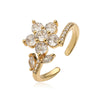 Wholesale Copper Flower Ring With Zirconia For Women