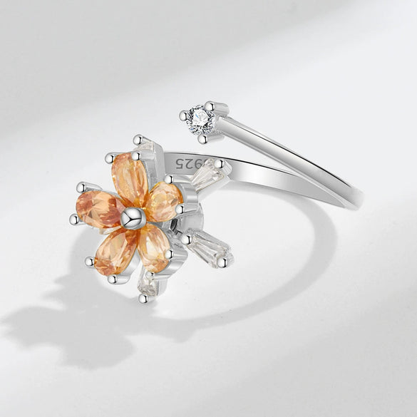 Wholesale Copper Flower Rotating Ring Electroplated Anxiety Decompression Ring For Women