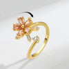 Wholesale Copper Flower Rotating Ring Electroplated Anxiety Decompression Ring For Women